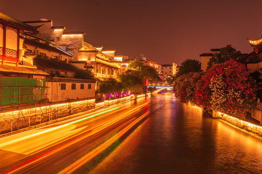 南京夫子庙景点秦淮河夜景