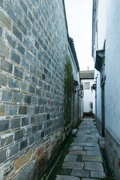 古镇建筑园林小巷石墙墙壁