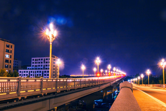 城市夜景街景灯光车流线条光影