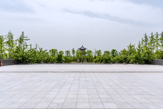 中国山东曲阜城市建筑道路背景