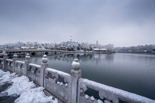 北京北海公园雪景