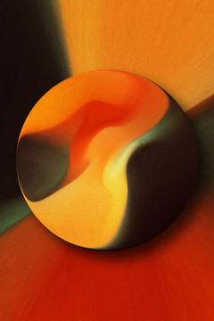 黑红橙色抽象星球科幻装饰画