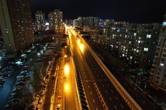 城市夜景航拍