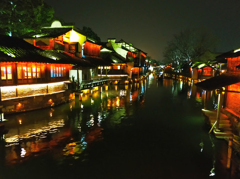 乌镇水乡夜景