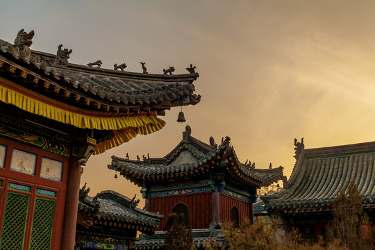 五台山广化寺古建夜景