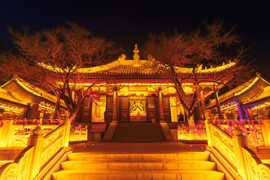 五台山广化寺古建夜景