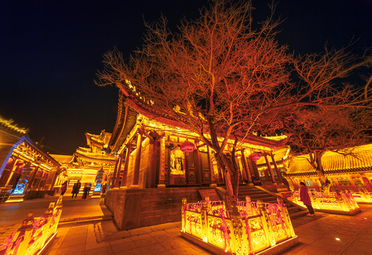 五台山广化寺古建夜景