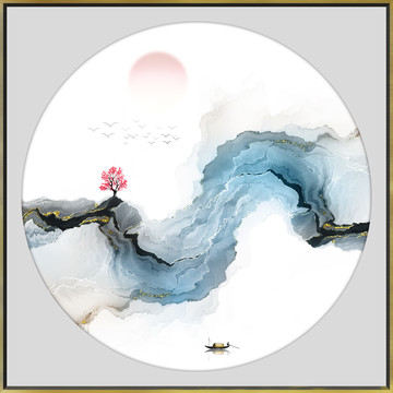 高端新中式山水水墨装饰画