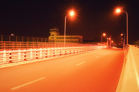 城市街景夜景灯光车流光轨