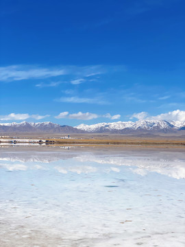 雪山倒影盐湖