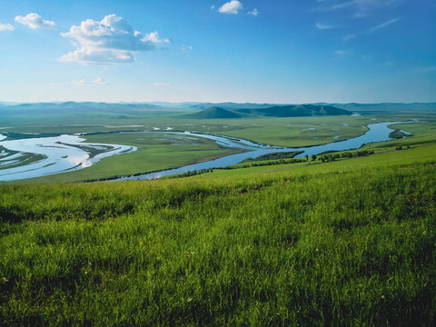 中俄边境额尔古纳河草原