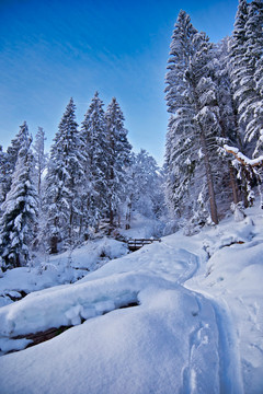 雪山雪景与高山丘壑
