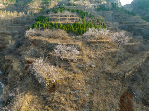 航拍济南金刚纂村盘山路