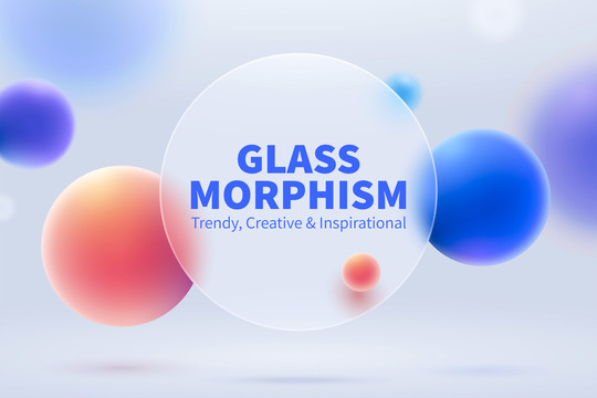 玻璃拟态风格UI网页设计 球体装饰元素