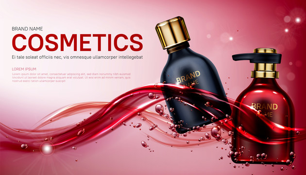 红黑色水感美妆品广告封面