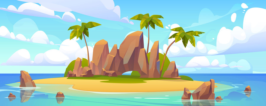 热带岩石岛屿插图