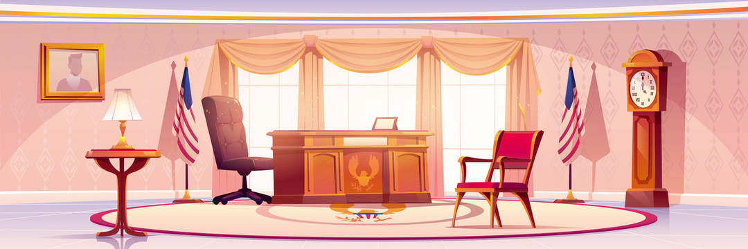 粉橘色白宫总统办公室插图