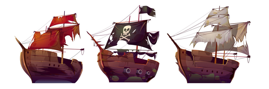 破旧海盗帆船插图