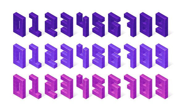 紫色三维数字元素