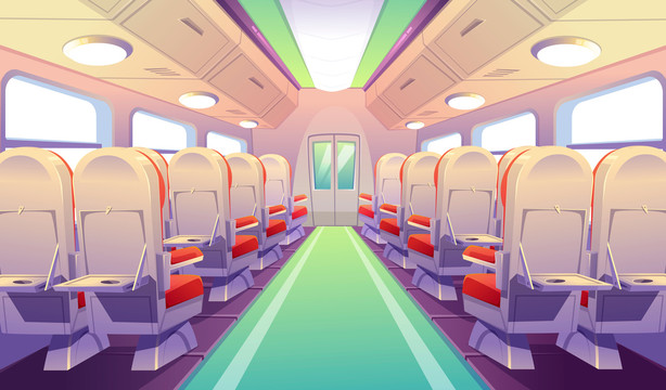 紫色调火车厢座位插图
