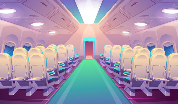 紫色调车厢座椅插图