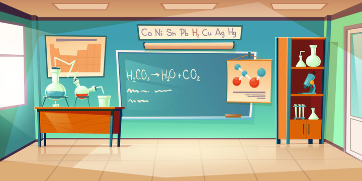 化学教室卡通插图