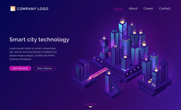 紫色科技智能城市网站封面
