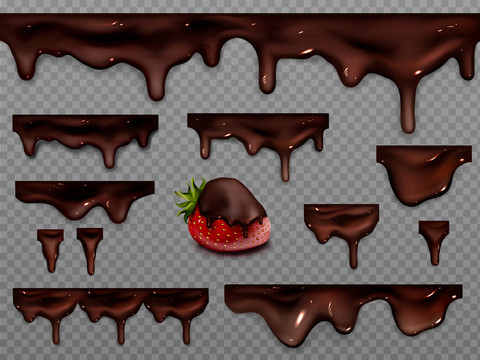 巧克力酱沾草莓元素