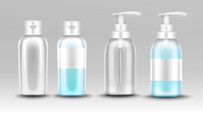 蓝色透明塑料瓶元素