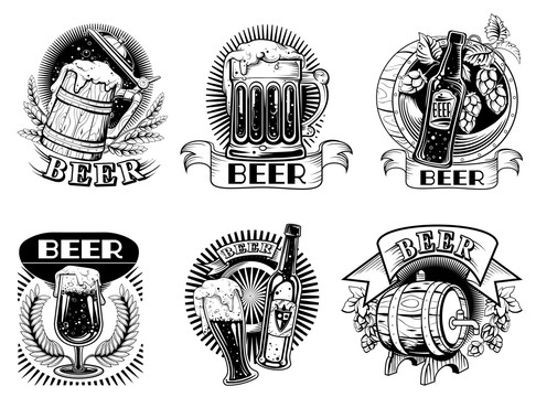 黑白手绘啤酒logo插图