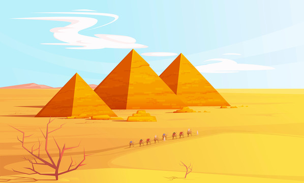 金字塔沙漠景观插图