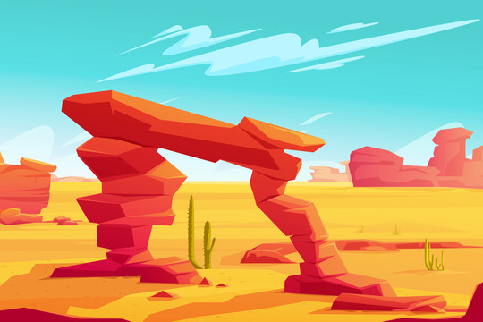 沙漠岩石建筑景观插图