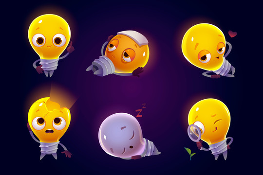 黄色灯泡多种表情插图