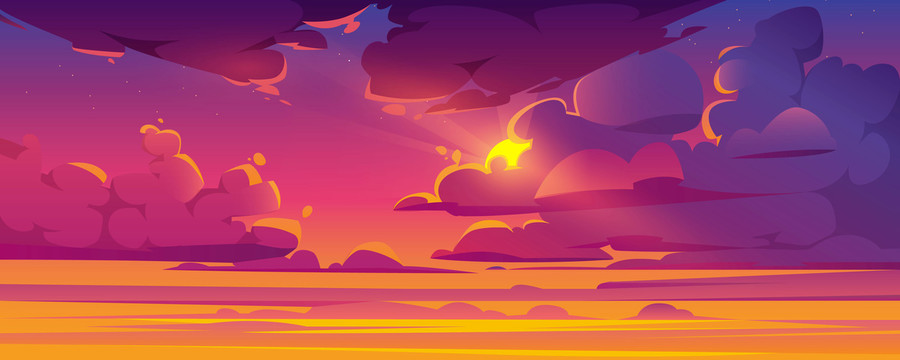 桃红色夕阳云朵插图