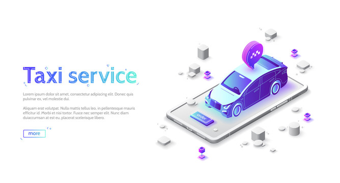 蓝紫色出租车服务网站封面