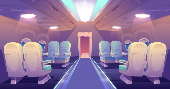 紫色火车厢座椅插图