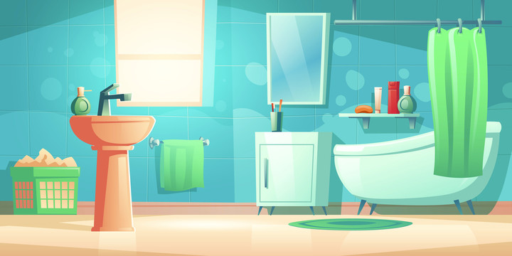 绿色调干净浴室插图
