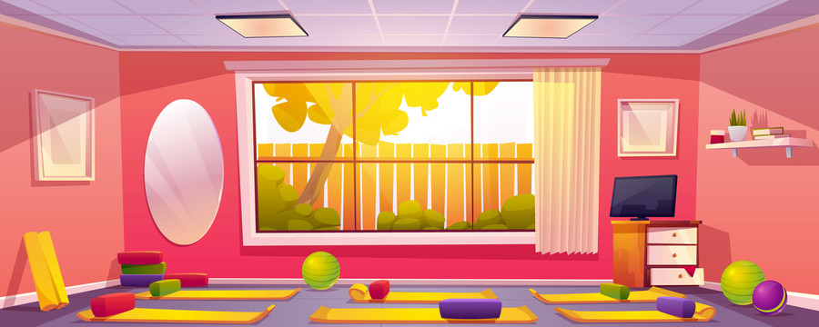 亮橘色墙面 瑜伽教室插图