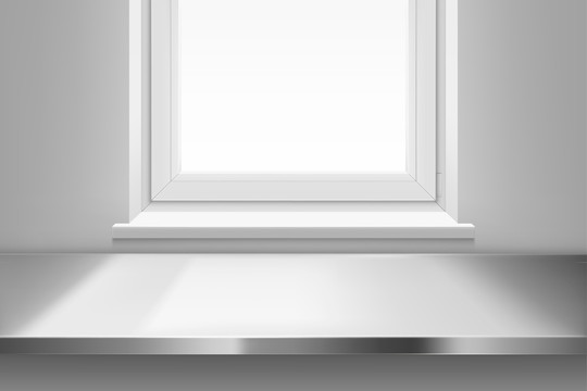 银色台面白色窗户元素