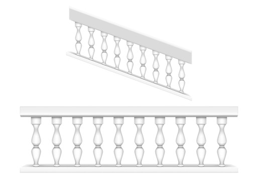 白色柱状围栏元素