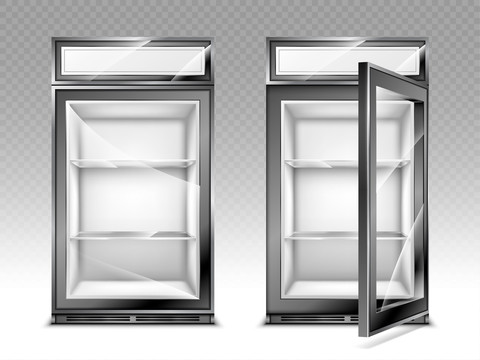 透明玻璃黑框冰箱元素