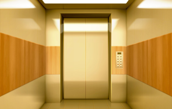 金色电梯内部背景