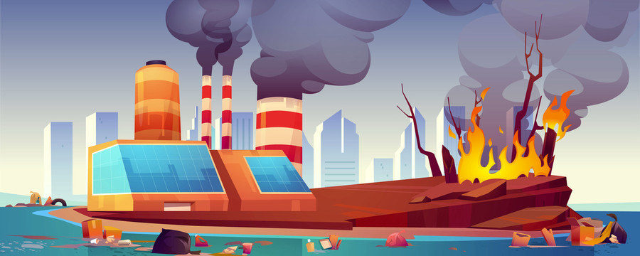 工厂黑烟污染环境插图