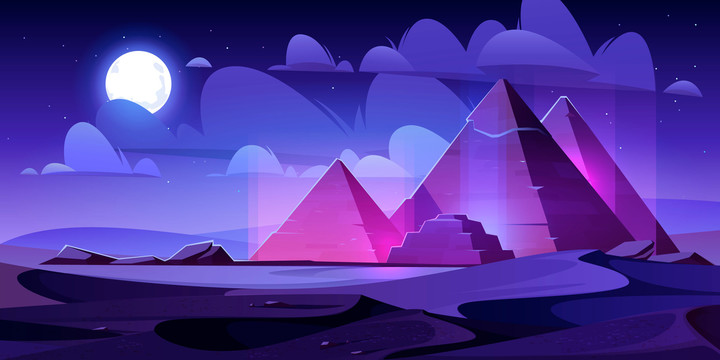 紫色夜晚埃及金字塔插图