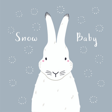 白色雪兔插图