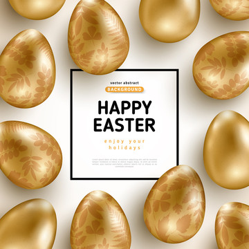 金色花纹彩蛋 复活节海报