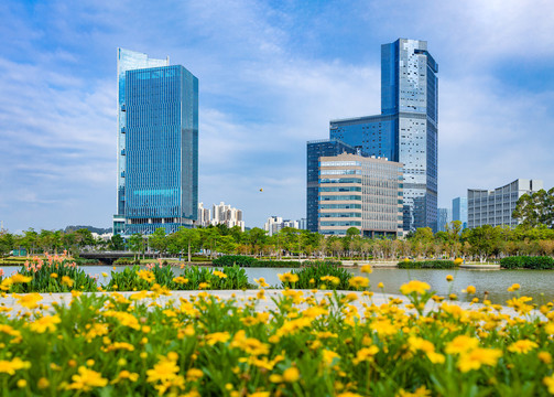 广州南沙蕉门河地标建筑风景