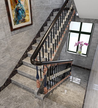 现代铜艺楼梯
