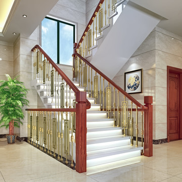 新中式铜艺楼梯
