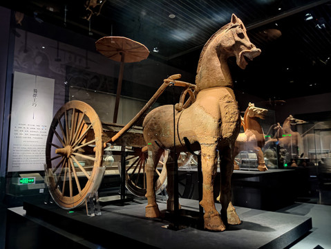 成都博物馆展品车马塑像